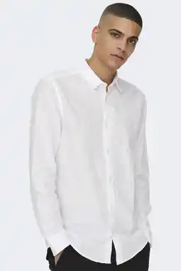 Wehkamp ONLY & SONS slim casual overhemd met linnen wit aanbieding