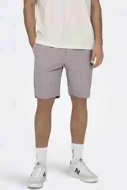 Wehkamp ONLY & SONS ONSLINUS 0007 casual short met linnen taupe aanbieding