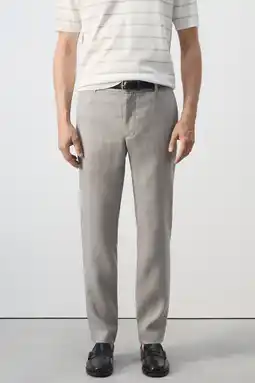 Wehkamp Mango Man linnen slim fit chino - pastelgrijs aanbieding