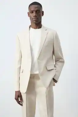 Wehkamp Mango Man linnen slim fit colbert - lichtbeige aanbieding