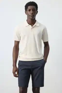 Wehkamp Mango Man regular polo ecru fijn gebreid aanbieding