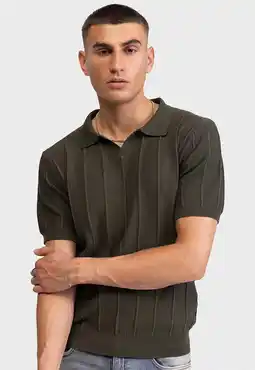 Wehkamp Redefined Rebel regular polo met ingebreid patroon donkergroen aanbieding