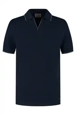 Wehkamp Dstrezzed regular polo gebreid donkerblauw aanbieding
