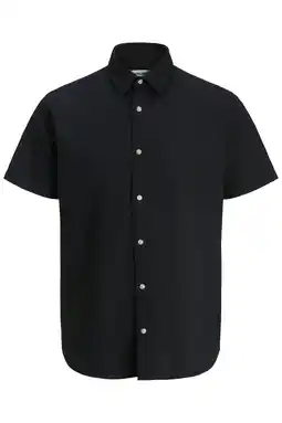 Wehkamp JACK & JONES ESSENTIALS regular casual overhemd met linnen zwart aanbieding