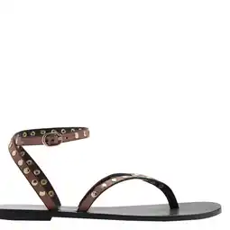 Wehkamp Mango leren sandalen met studs en all over print - bruin aanbieding