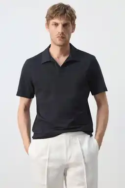 Wehkamp Mango Man slim fit polo - donkerblauw aanbieding