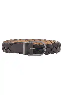 Wehkamp Mango Man leren gevlochten riem bruin aanbieding