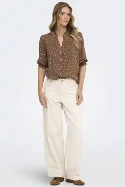 Wehkamp ONLY rechtvallende blouse met stippen - bruin aanbieding