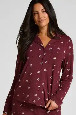 Wehkamp Hunkemöller pyjamatop donkerrood aanbieding