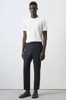 Wehkamp Mango Man slim fit lyocel pantalon - marine aanbieding