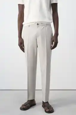 Wehkamp Mango Man slim fit pantalon - naturel/wit aanbieding