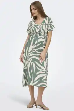 Wehkamp ONLY MATERNITY zwangerschaps midi jurk grijsgroen aanbieding