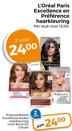 Trekpleister L'Oréal Paris Excellence en Préférence haarkleuring aanbieding
