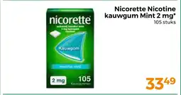 Trekpleister Nicorette nicotine kauwgum mint 2 mg aanbieding