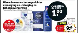 Kruidvat Nivea dames en herengezichtsverzorging en reiniging en lichaamsverzorging aanbieding