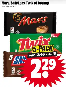 Dirk Mars, Snickers, Twix of Bounty aanbieding