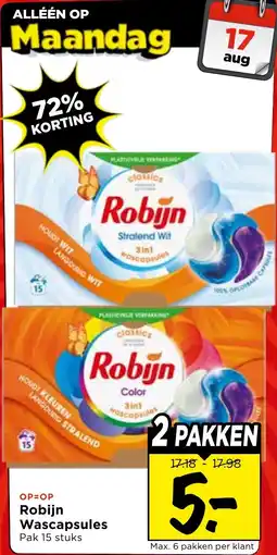 Vomar Voordeelmarkt Robijn Wascapsules aanbieding