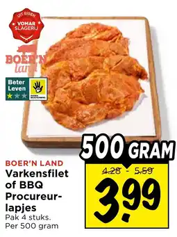Vomar Voordeelmarkt Boer'n Land Varkensfilet of BBQ Procureurlapjes aanbieding