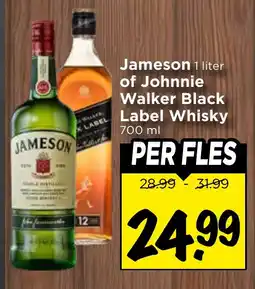 Vomar Voordeelmarkt Jameson 1 liter of Johnnie Walker Black Label Whisky aanbieding