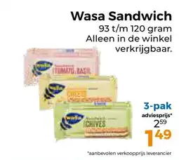 Trekpleister Wasa sandwich aanbieding