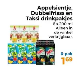 Trekpleister Appelsientje, dubbelfrisss en taksi drinkpakjes aanbieding