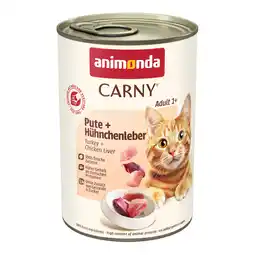 Zooplus 12x400g Adult Kalkoen & Kippenlever Animonda Carny Kattenvoer aanbieding