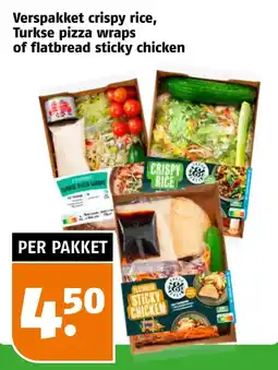 Poiesz Verspakket crispy rice, Turkse pizza wraps of flatbread sticky chicken aanbieding