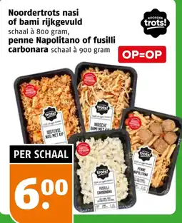 Poiesz Noordertrots nasi of bami rijkgevuld of penne Napolitanofusilli carbonara aanbieding