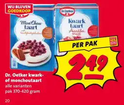Nettorama Dr. Oetker kwark- of monchoutaart aanbieding