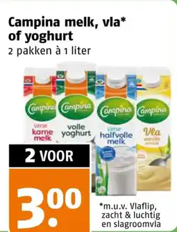 Poiesz Campina melk vla of yoghurt aanbieding