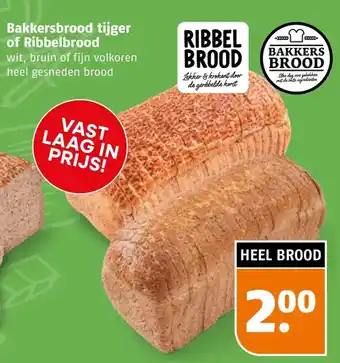 Poiesz Bakkersbrood tijger of Ribbelbrood aanbieding