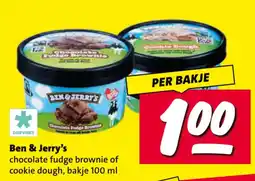Nettorama Ben & Jerry's chocolate fudge brownie of cookie dough aanbieding