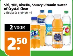 Poiesz Sisi, 7UP, Rivella, Sourcy vitamin water of Crystal Clear aanbieding