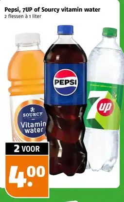 Poiesz Pepsi, 7UP of Sourcy vitamin water aanbieding