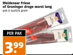 Poiesz Weidenaar Friese of Groninger droge worst lang aanbieding