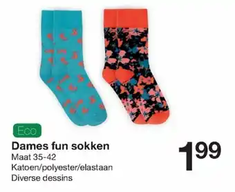 Zeeman Eco Dames fun sokken maat 35-42 aanbieding