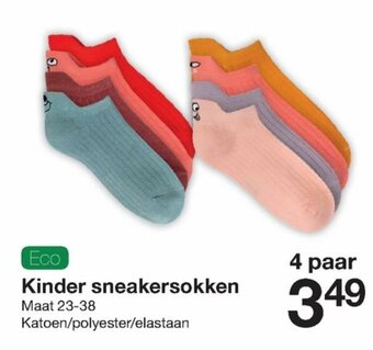 Kinder sneakersokken maat 23-38 4 paar aanbieding bij Zeeman