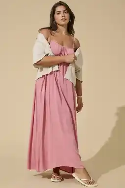 Wehkamp ONLY CARMAKOMA maxi zomerjurk Plus Size - roze aanbieding