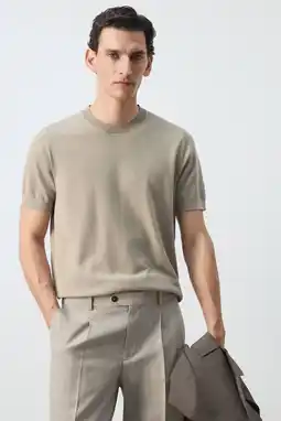 Wehkamp Mango Man regular fit T-shirt - pastelbruin aanbieding