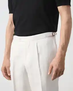 Wehkamp Mango Man slim fit pantalon met linnen - wit aanbieding