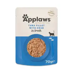 Zooplus Voordeelverpakking 24x70 Tonijnfilet met garnalen Applaws Natural in bouillon natvoer voor katten aanbieding