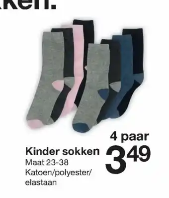 Zeeman Kinder sokken maat 23-38 4 paar aanbieding