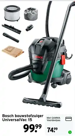 GAMMA Bosch bouwstofzuiger UniversalVac 15 aanbieding