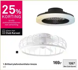 Karwei Brilliant plafondventilator Arezzo wit aanbieding