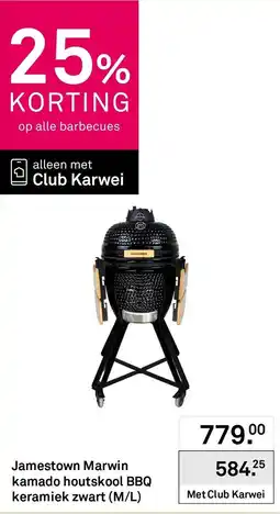 Karwei Jamestown Marwin kamado houtskool BBQ keramiek zwart (M/L) aanbieding