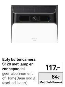 Karwei Eufy buitencamera S120 met lamp en zonnepaneel aanbieding