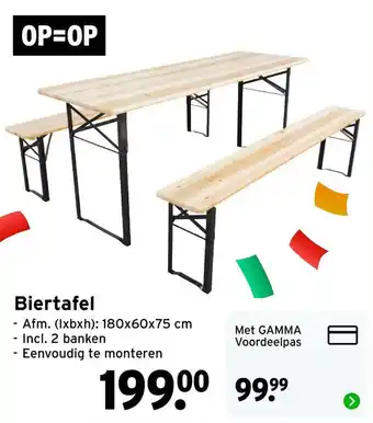 GAMMA OP=OP Biertafel aanbieding