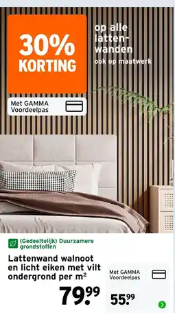 GAMMA Lattenwand walnoot en licht eiken met vilt ondergrond aanbieding