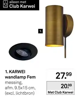 Karwei Karwei wandlamp Fem messing aanbieding