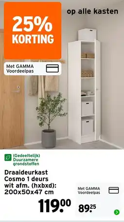 GAMMA Draaideurkast cosmo 1 deurs aanbieding